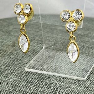 Cubic Zirconia Drop Earrings in 18k Gold-Plated...
Round and Marquise Cut Stones